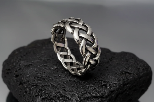 Woven Silver Band, Men's Sterling Silver Ring, Wedding Band, 925 Stamped, Braided Ring