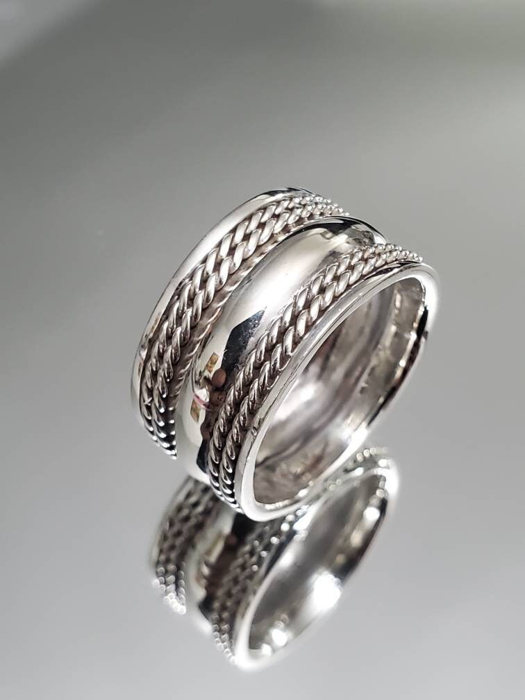 Double Chain Link Sterling Silver Men's Band