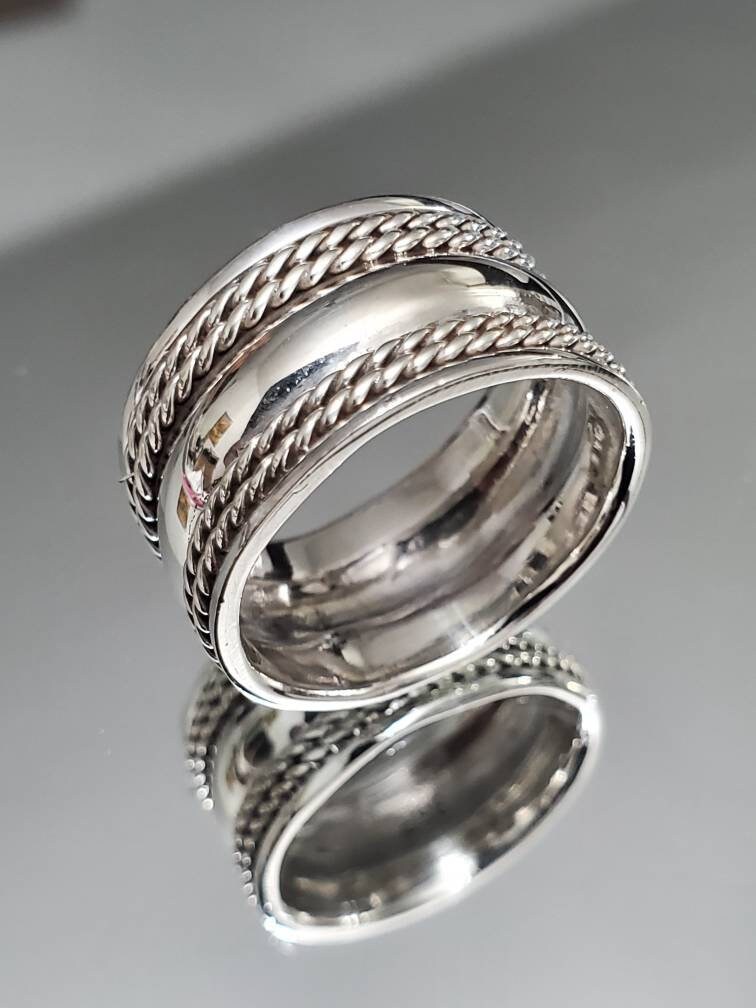 Double Chain Link Sterling Silver Men's Band