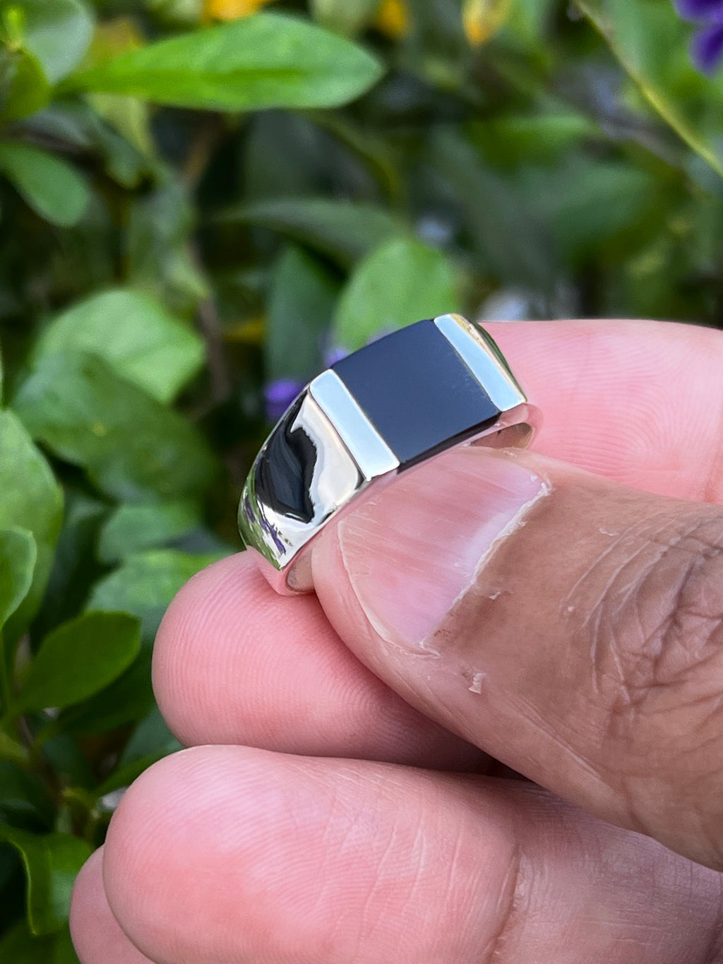 Square Onyx Sterling Silver Unisex Ring