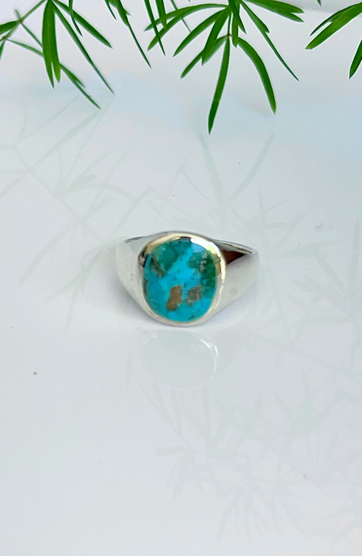 Round Turquoise Men's Ring