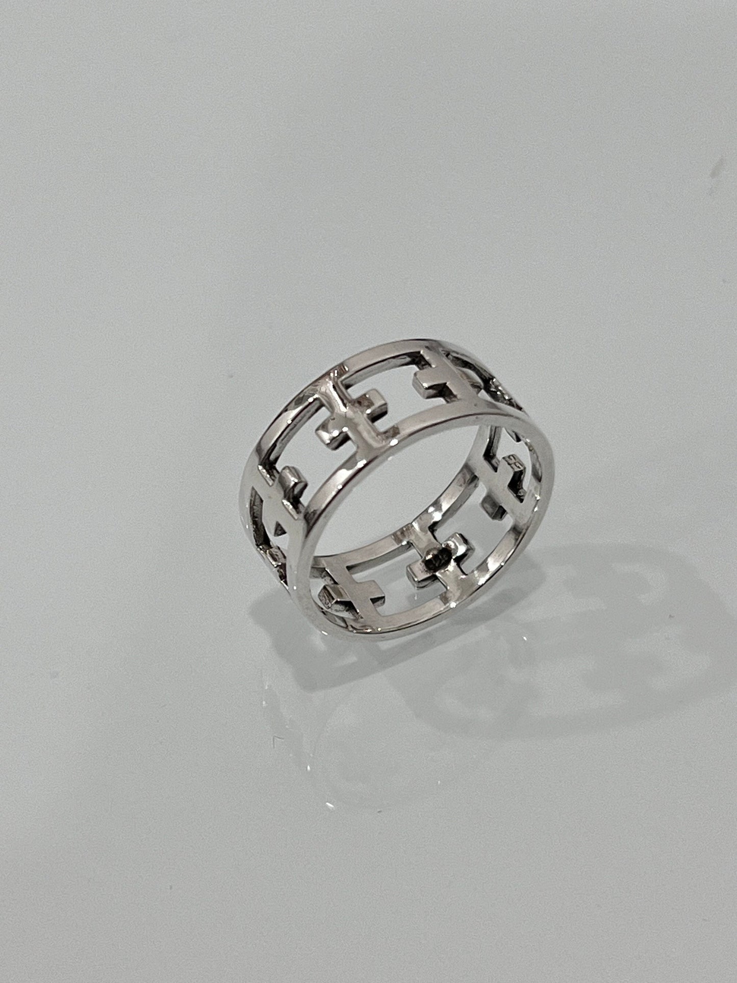 Cross Band Men's Sterling Silver Band