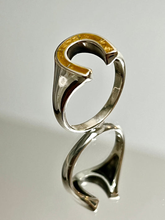 Horse Shoe Ring, Tiger Eyes Stone