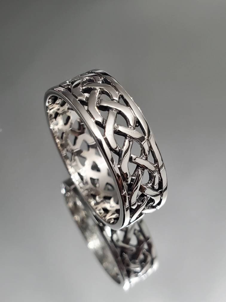 Celtic Woven Oxidized Unisex Wedding Ring – 925 Sterling Silver