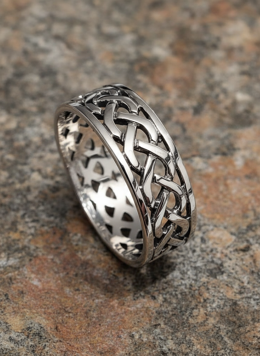 Celtic Woven Ring 925 Sterling Silver 7mm Unisex Wedding Band Oxidized