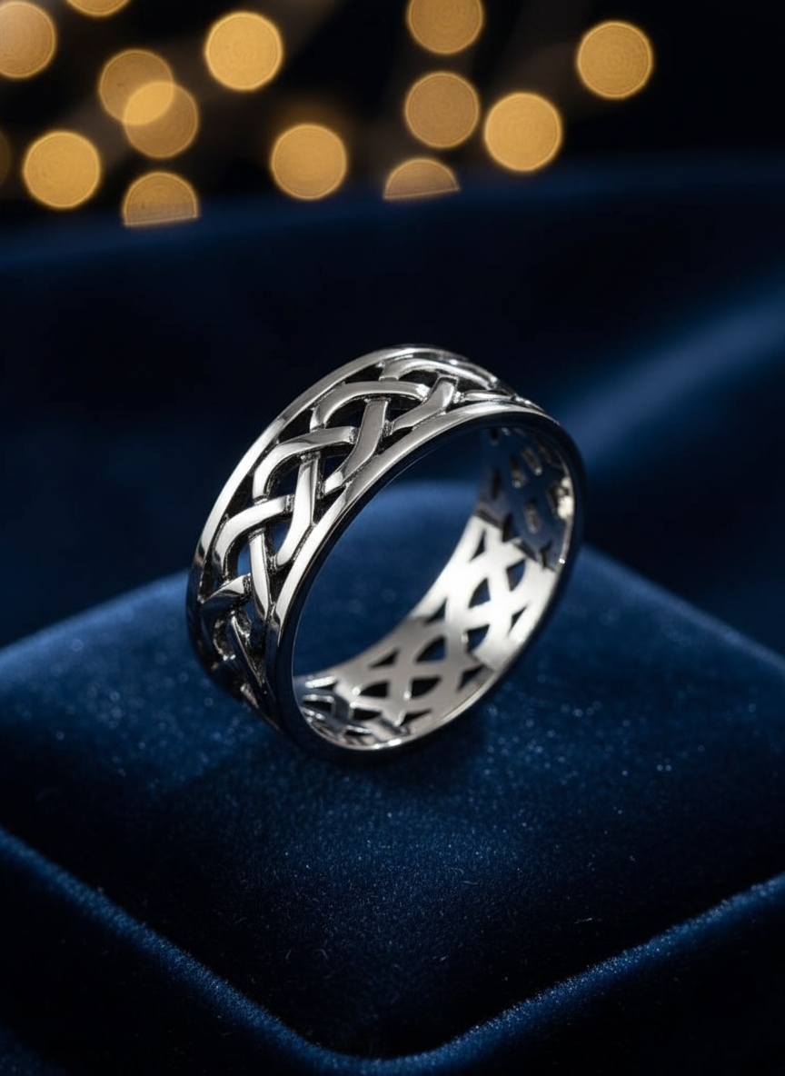 Celtic Woven Ring 925 Sterling Silver 7mm Unisex Wedding Band Oxidized