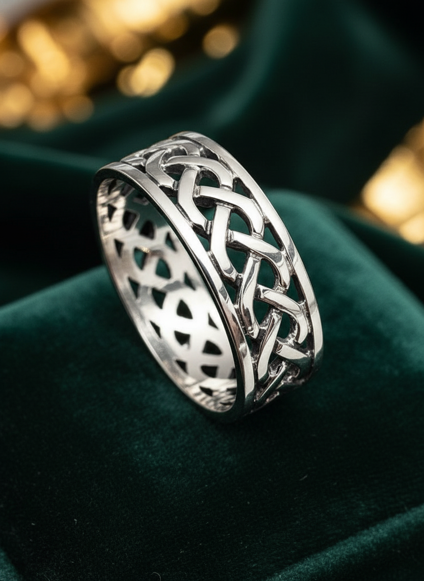 Celtic Woven Ring 925 Sterling Silver 7mm Unisex Wedding Band Oxidized