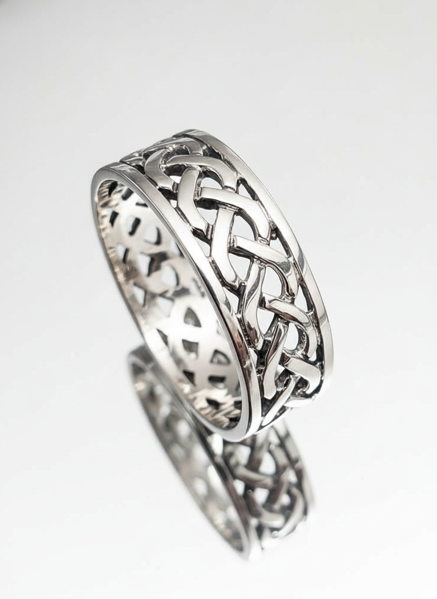 Celtic Woven Ring 925 Sterling Silver 7mm Unisex Wedding Band Oxidized