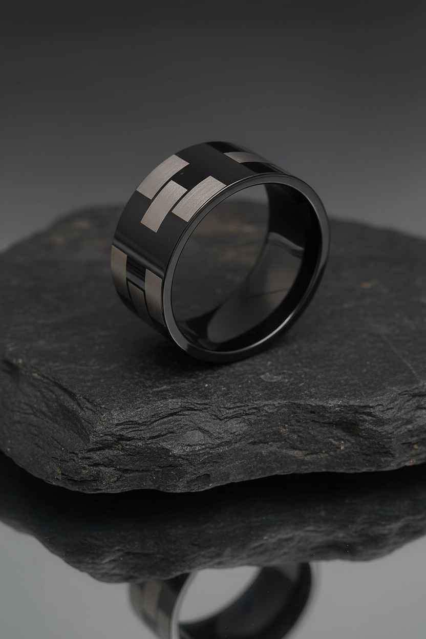 Black 3 Square Print Band