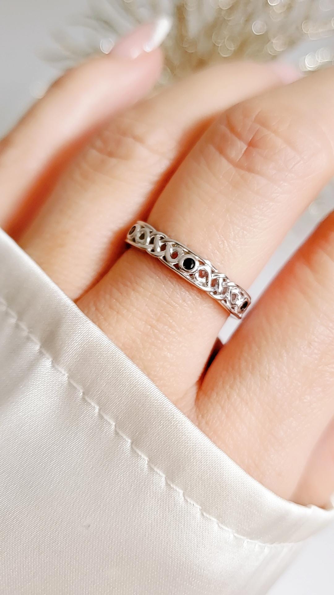 Sterling Silver Celtic Onyx Ring Braided Thumb Band | 925 Stamped | High Polish Finish