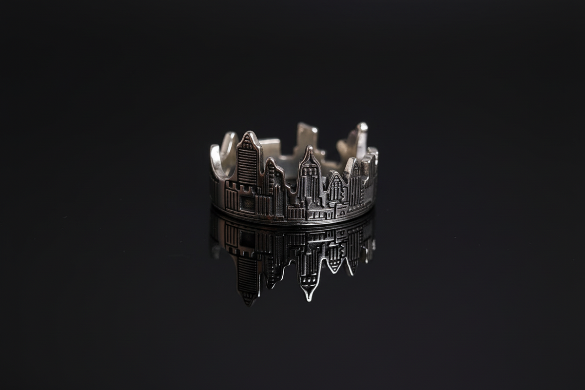 Skyline Men's Ring – Sterling Silver with 12mm Band Width