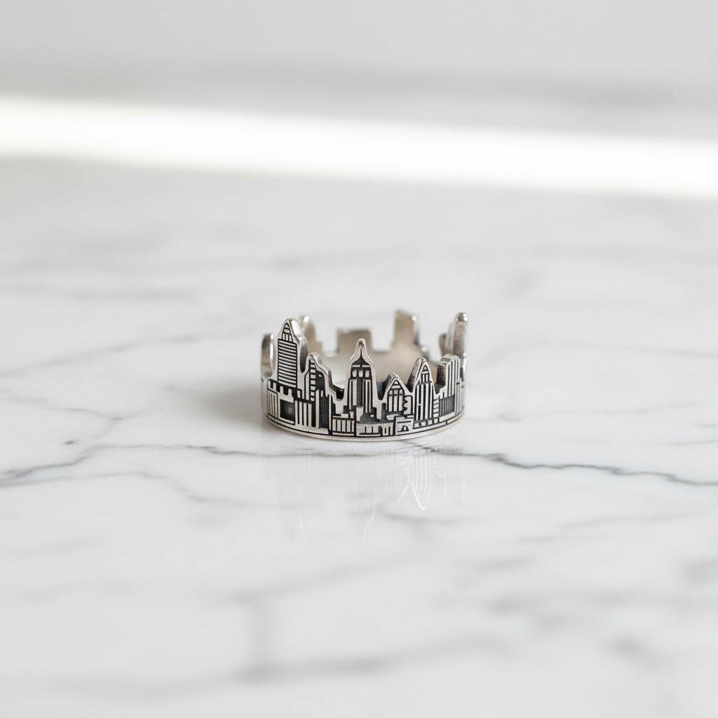Skyline Men's Ring – Sterling Silver with 12mm Band Width