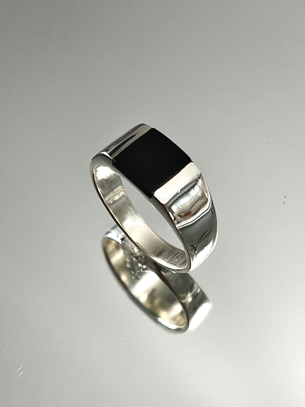 Square Onyx Sterling Silver Unisex Ring