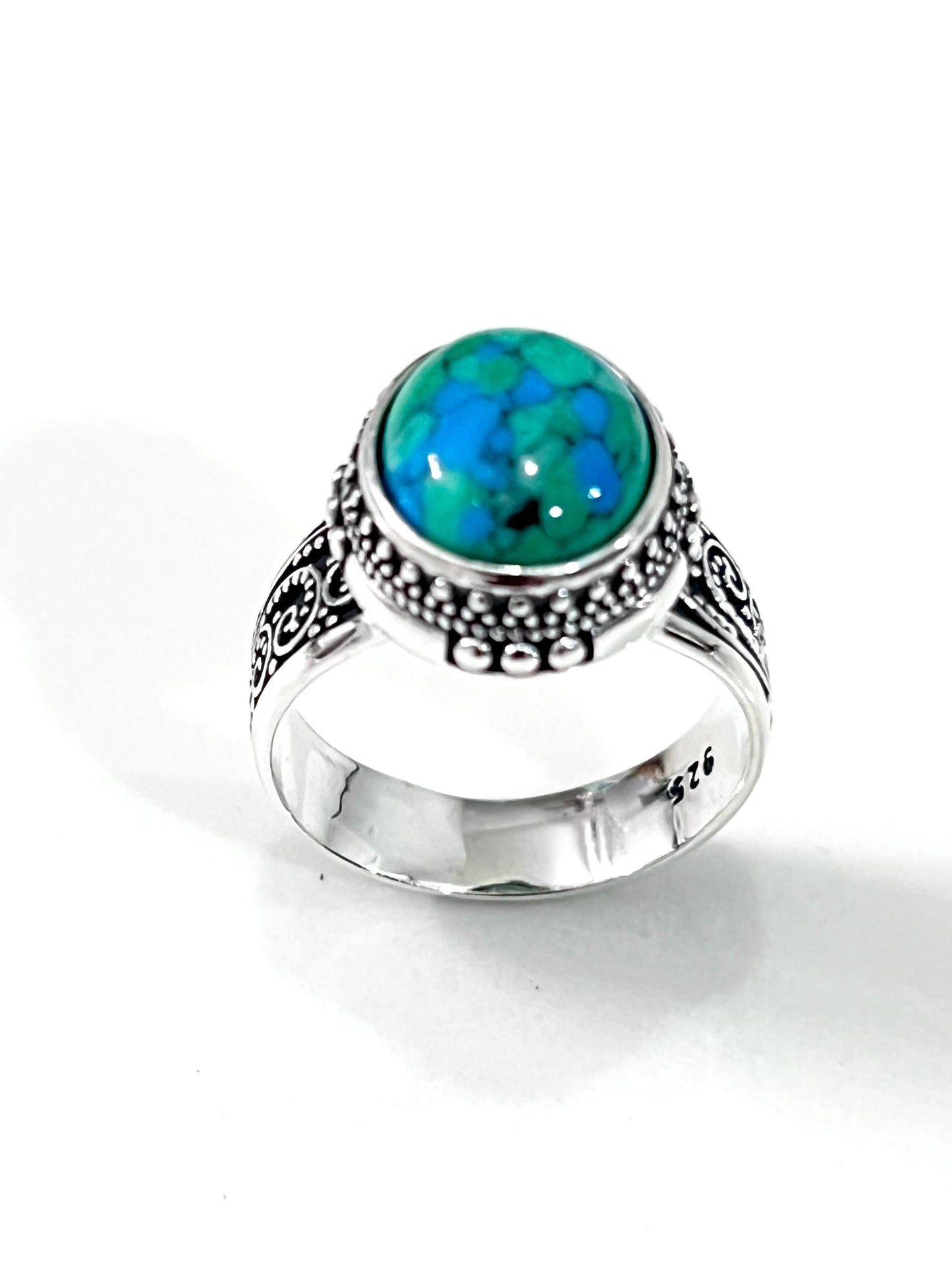 Sterling Silver Signet Ring: Bali-Inspired Agate or Turquoise Statement Jewelry
