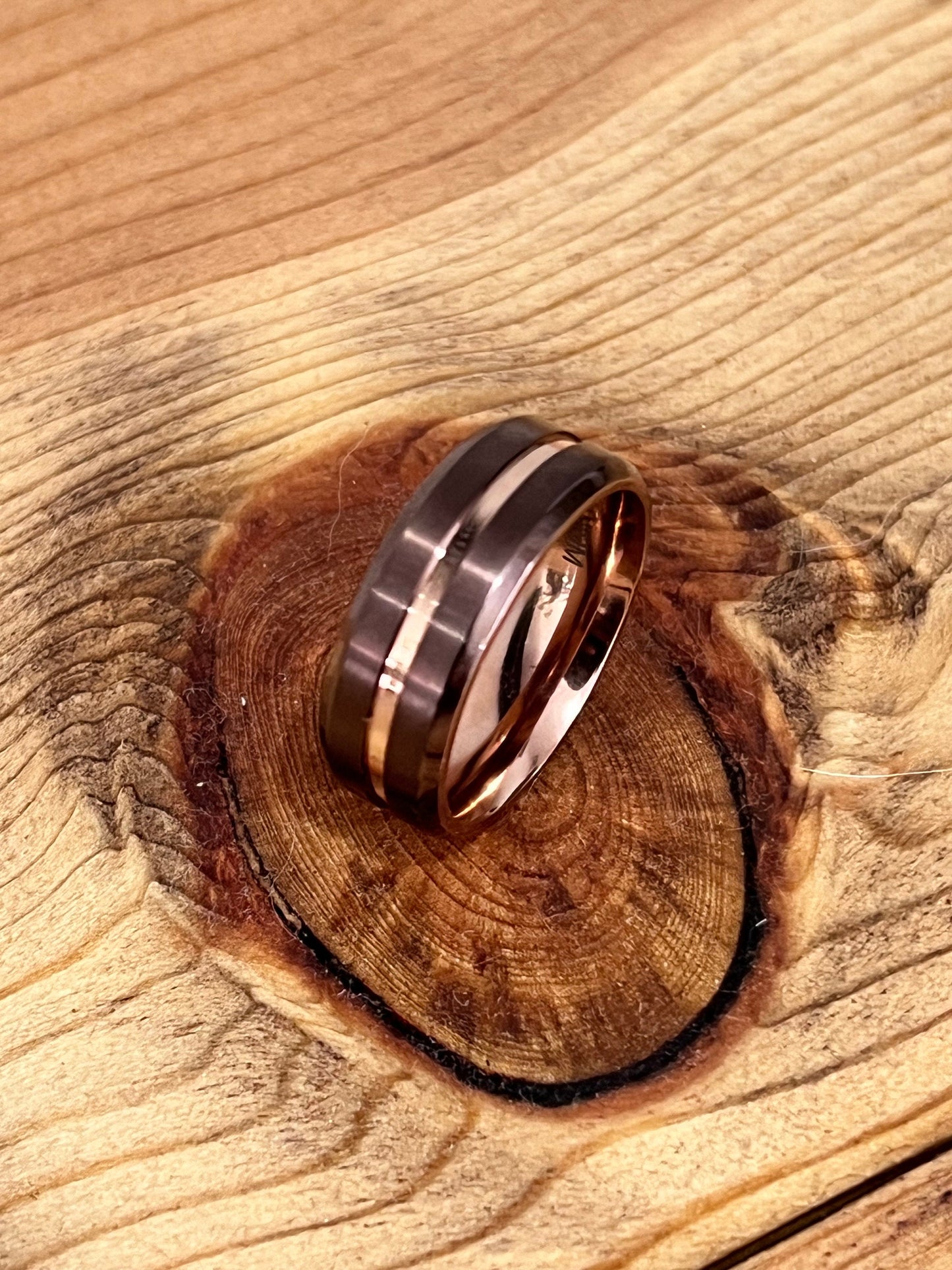 Two Tone Rose & Bronze Band Titanium Trendy Men's Ring