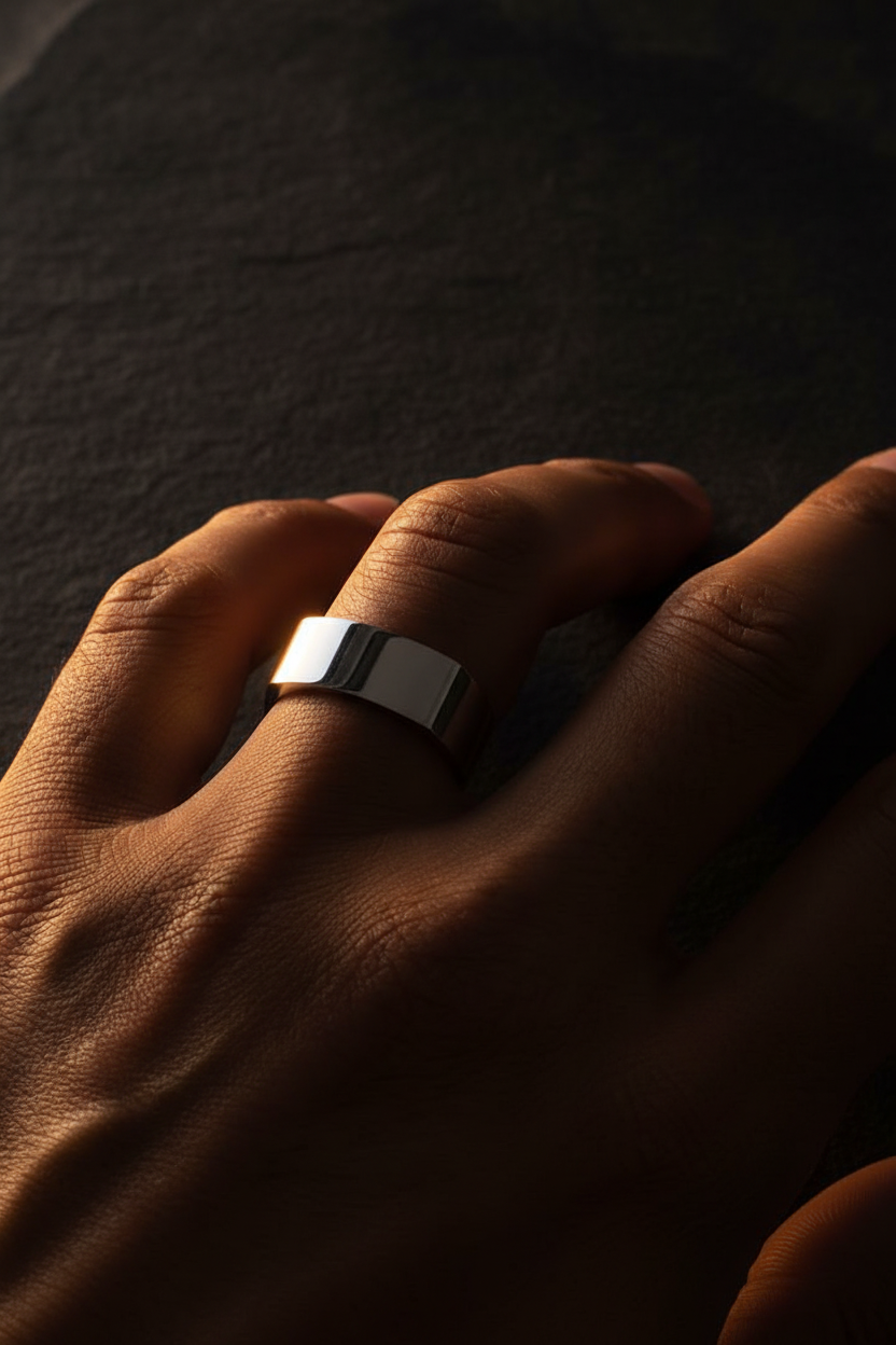 Geometric Square Fashionable Men's Ring – Stainless Steel