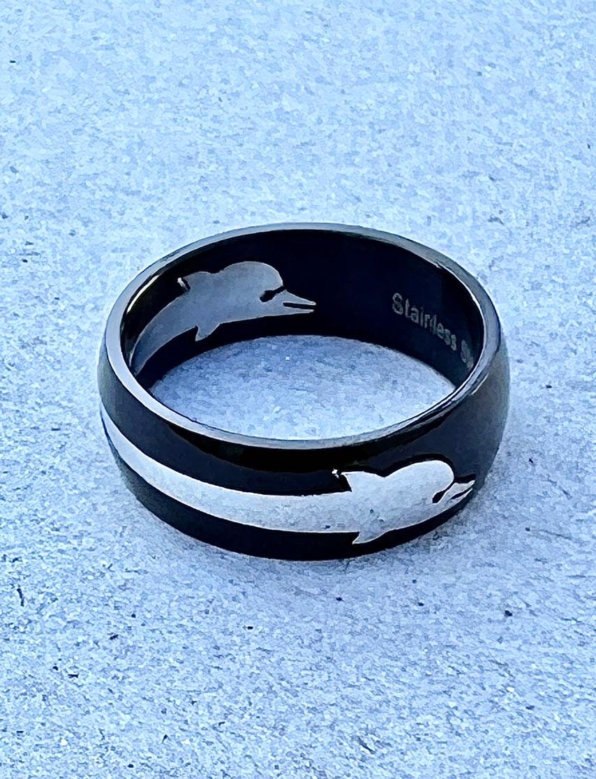 Dolphin Band Stainless Steel Men's Ring