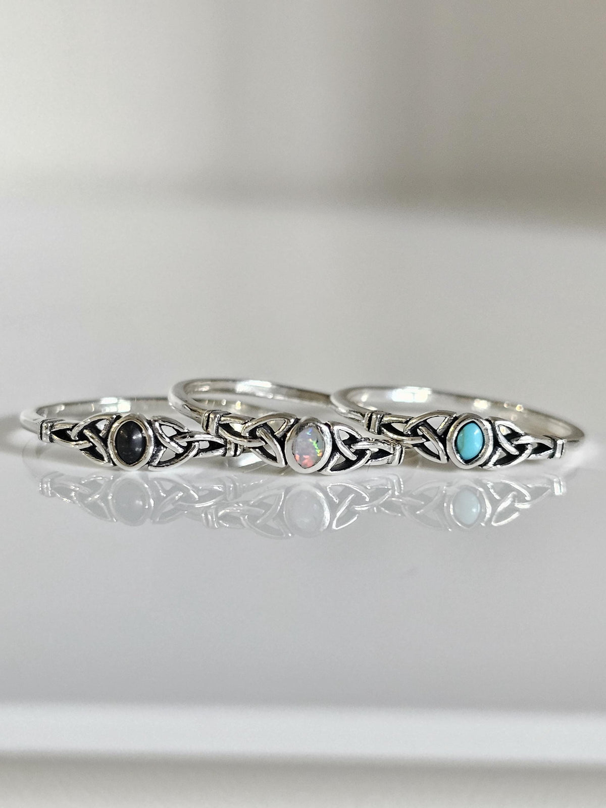 Oxidized Celtic Turquoise Ring – Sterling Silver