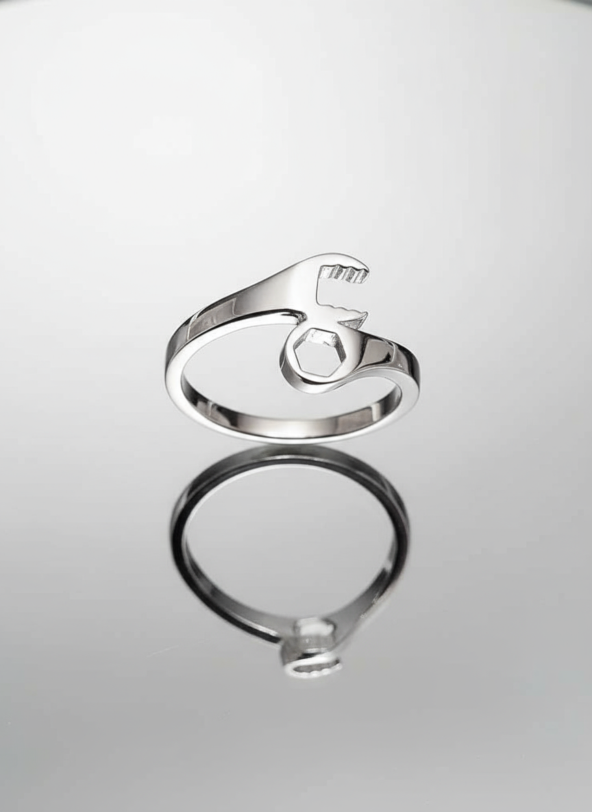 Wrench Ring, Sterling Silver Men & Women's Ring, Masculine Silver Band, High Polished non tarnish ring, Gift for him, Mechanic, Tools