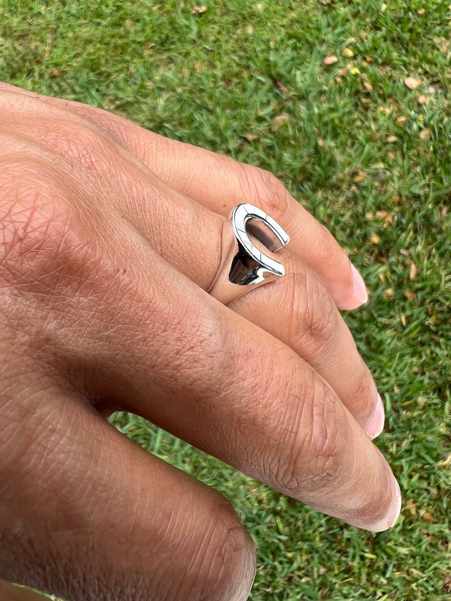 Horse Shoe Ring White Lucky Horseshoe Equestrian Ring