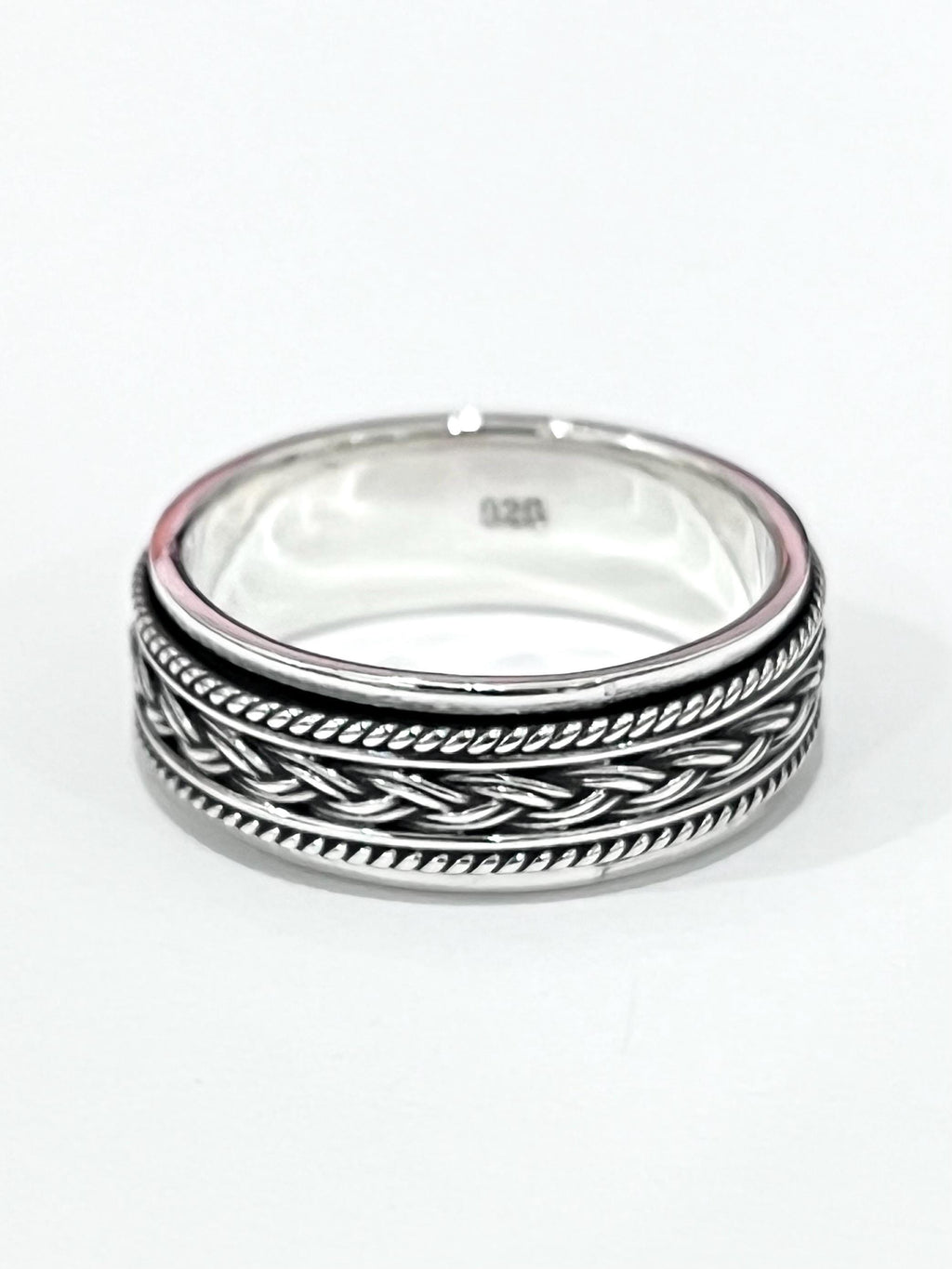 Braided Rope Wedding Ring – Sterling Silver with 8mm Band Width