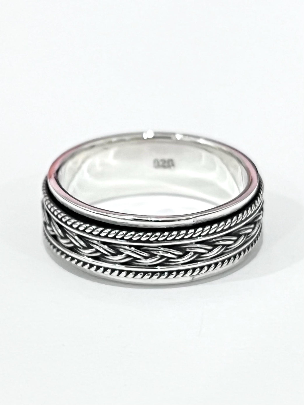Braided Rope Wedding Ring – Sterling Silver with 8mm Band Width