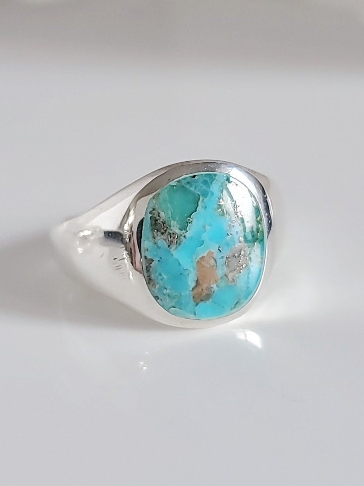 Round Turquoise Men's Ring