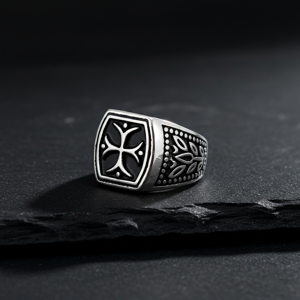 Cross Shield Men's Ring – Stainless Steel