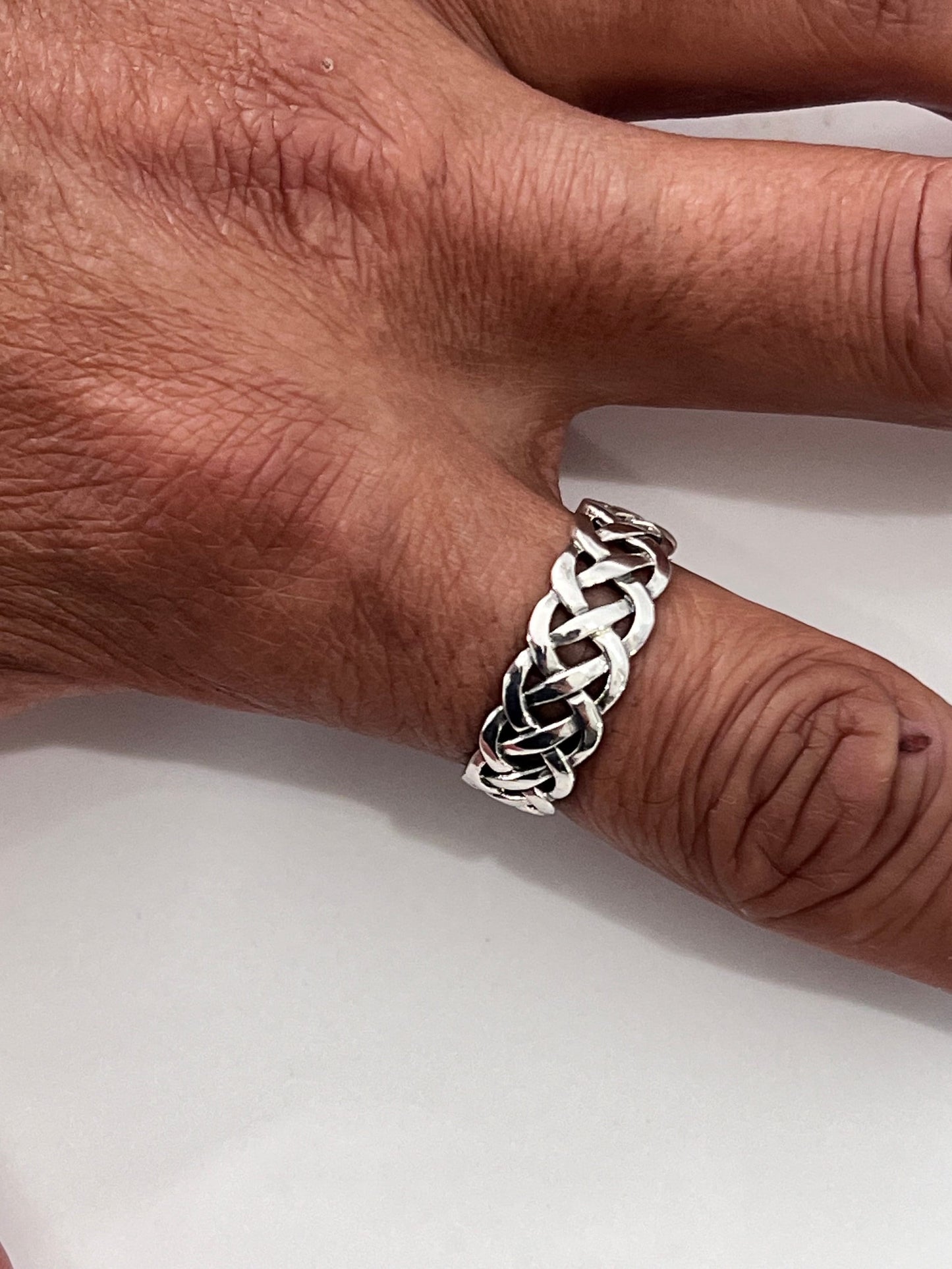 Woven Sterling Silver Band: 9mm Braided Men's Wedding Ring