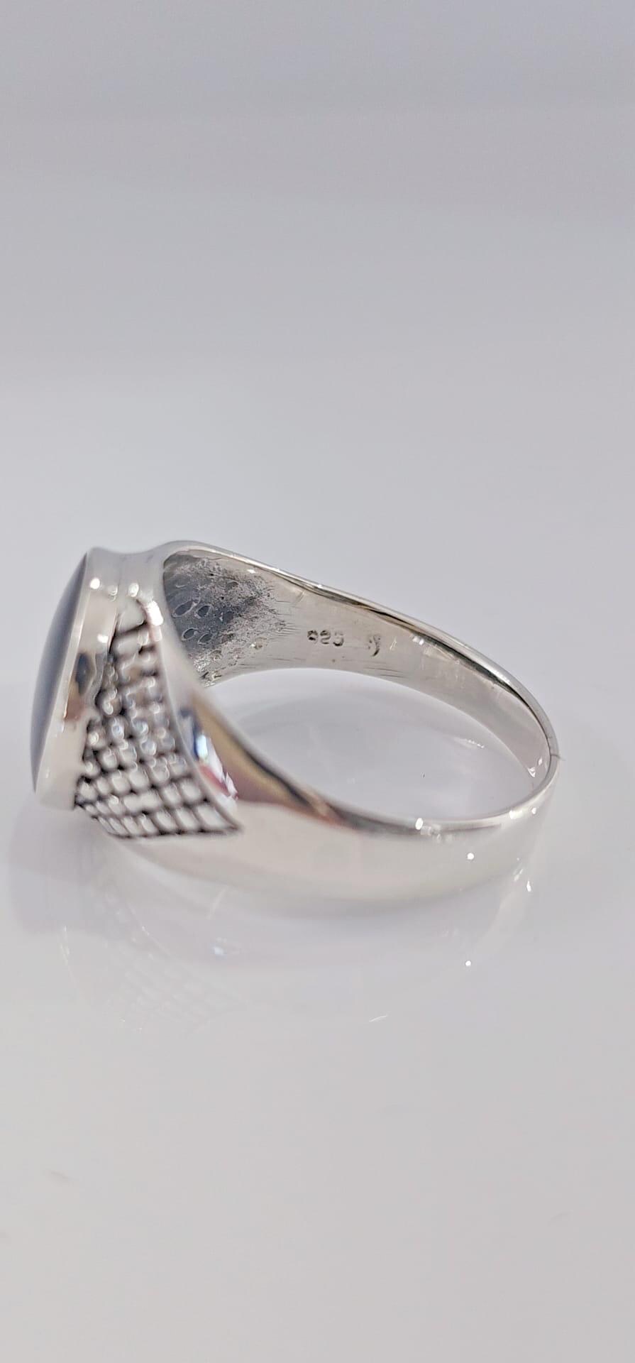 Black Onyx Sterling Silver Men's Signet Ring: Gothic Band