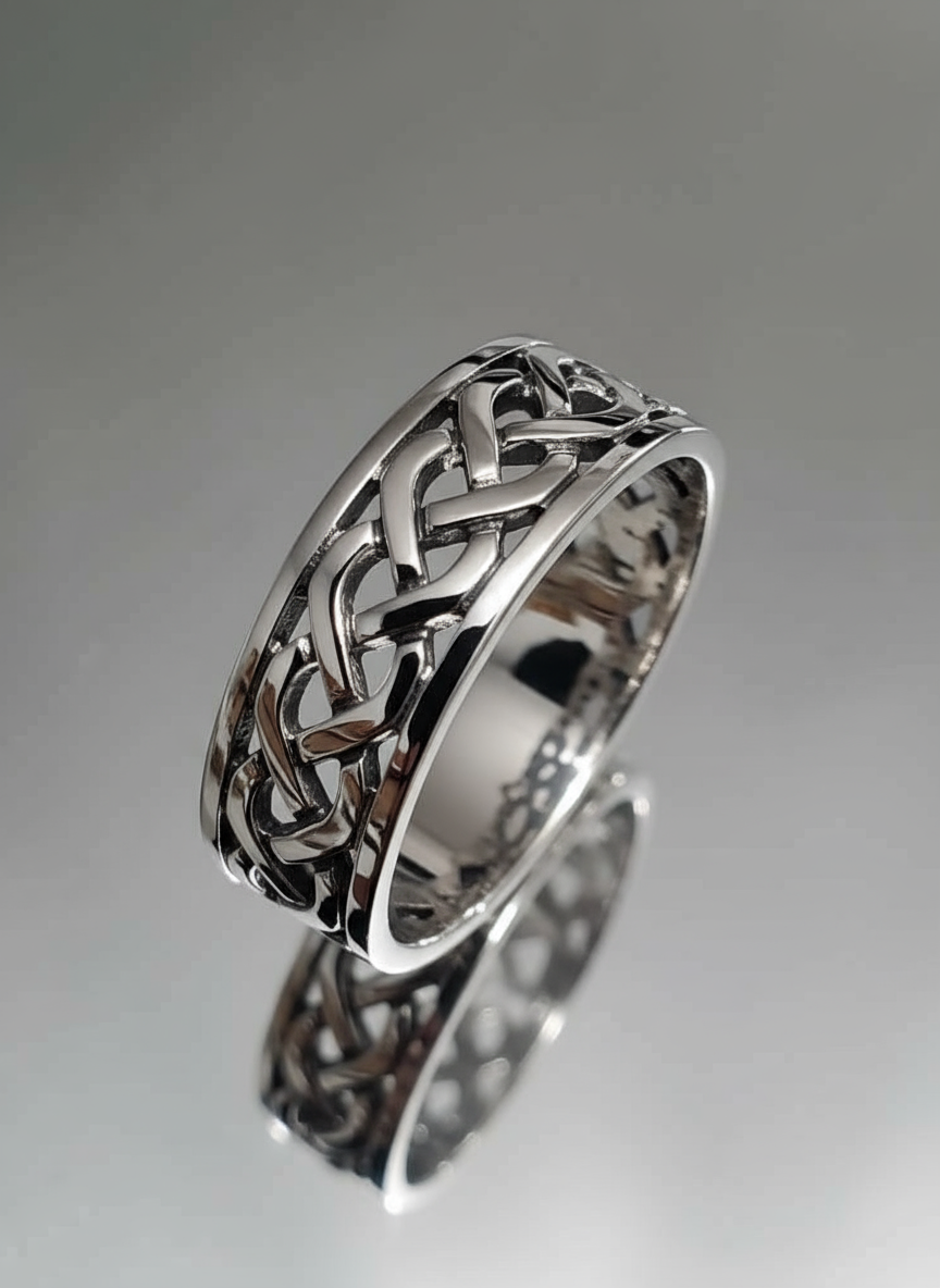 Celtic Woven Ring 925 Sterling Silver 7mm Unisex Wedding Band Oxidized