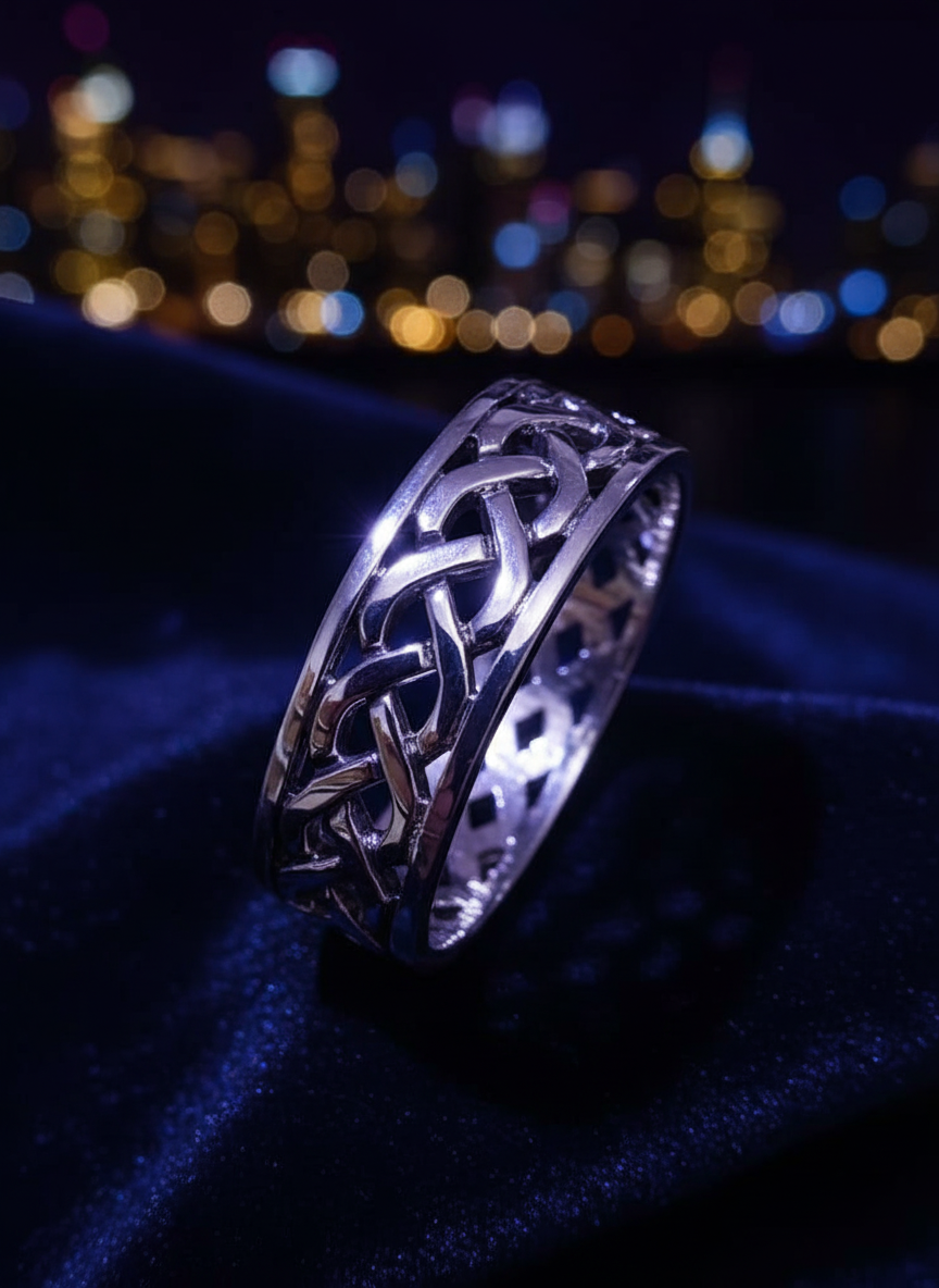 Celtic Woven Ring 925 Sterling Silver 7mm Unisex Wedding Band Oxidized