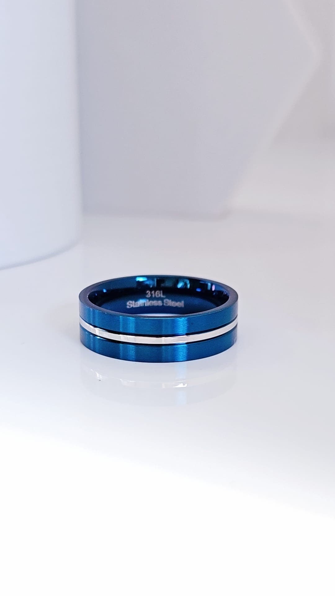 Blue/Silver Stainless Steel Band