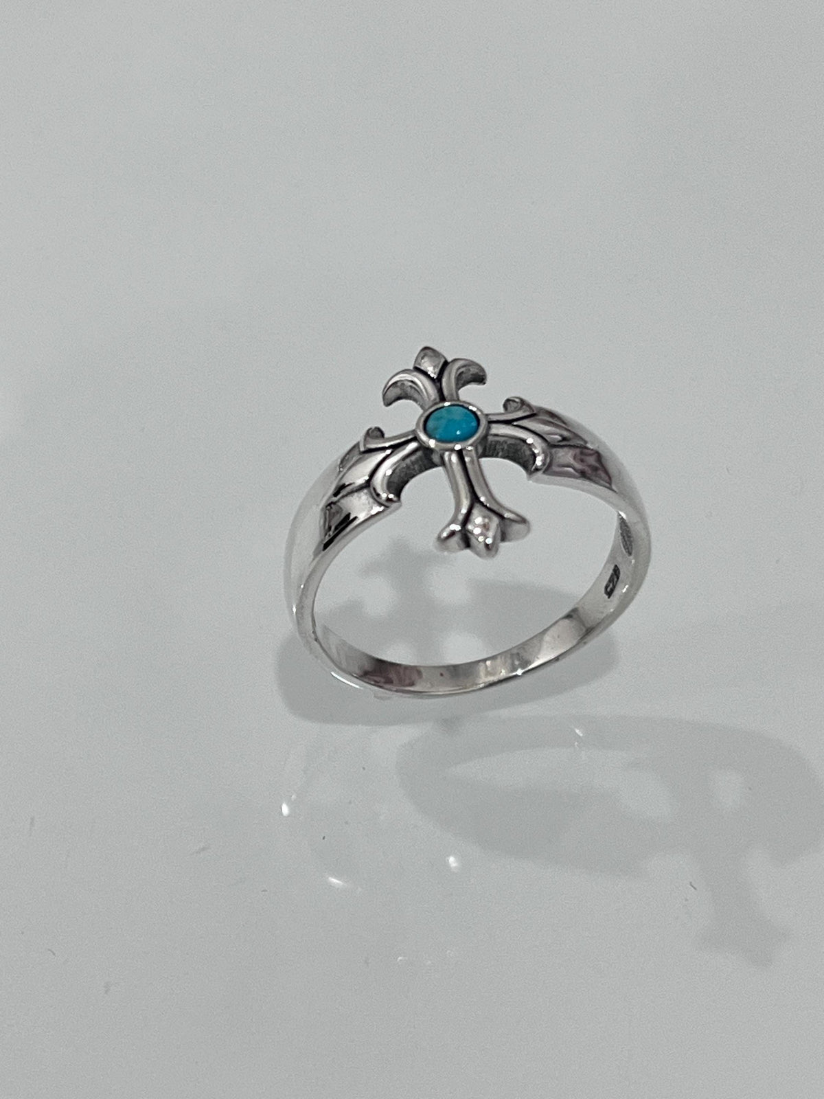 Eye Cross Turquoise Ring – Sterling Silver
