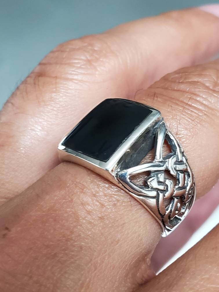 Onyx Celtic Ring