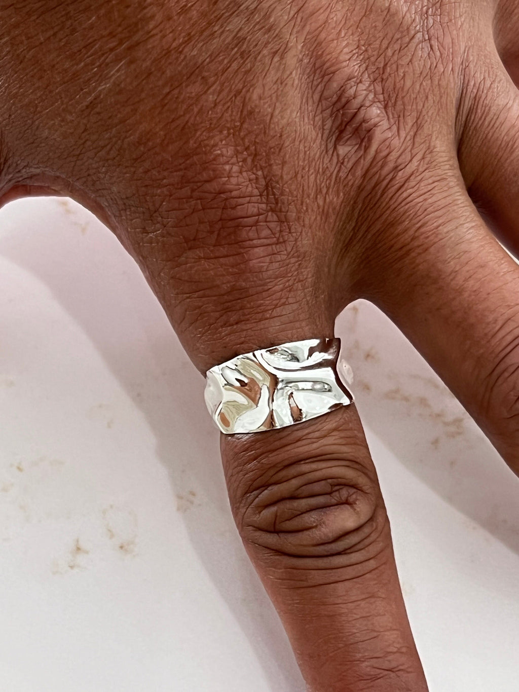 Foil Unisex Wedding Ring – Sterling Silver with 12.5mm Band Width