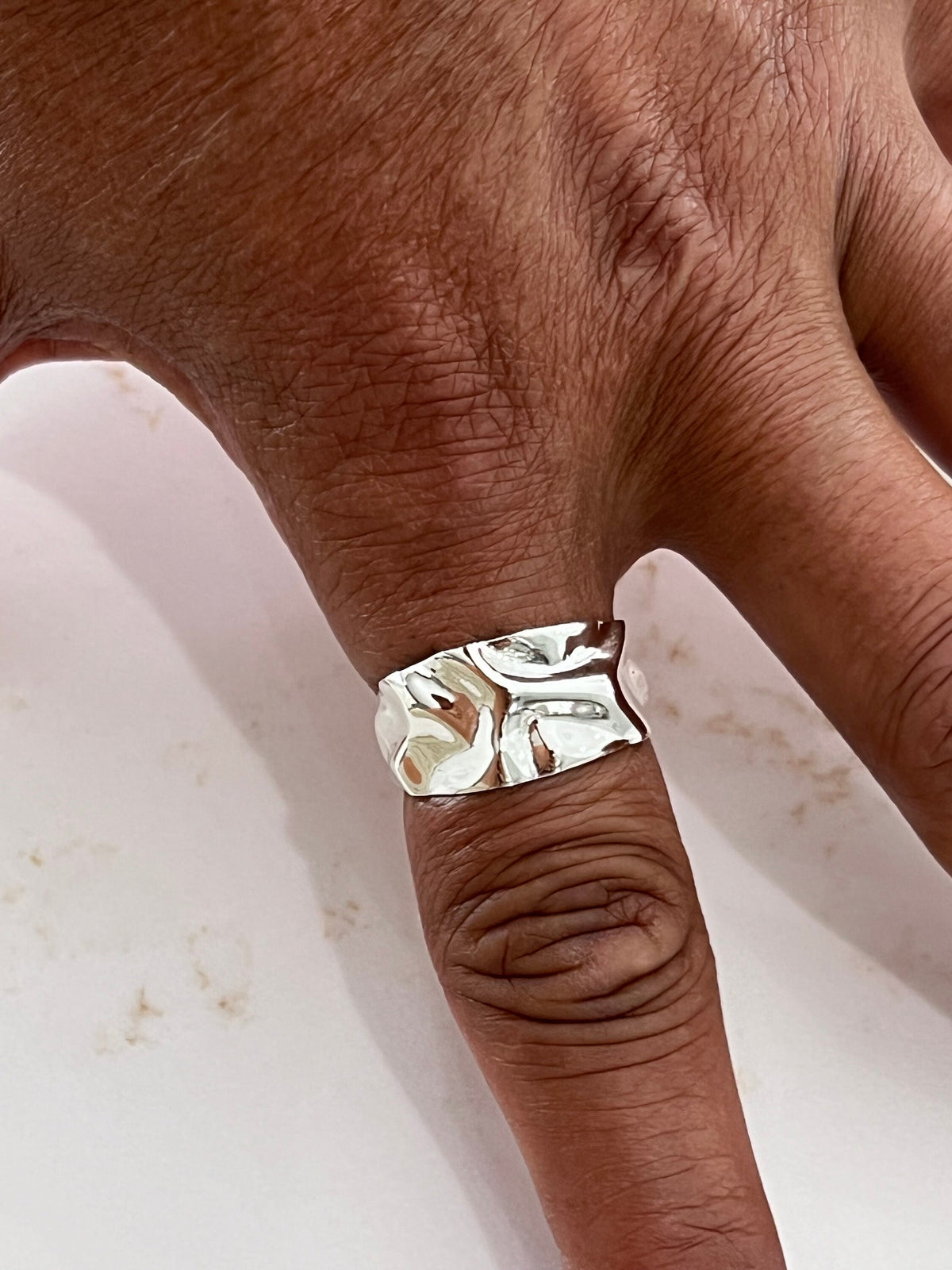 Foil Unisex Wedding Ring – Sterling Silver with 12.5mm Band Width