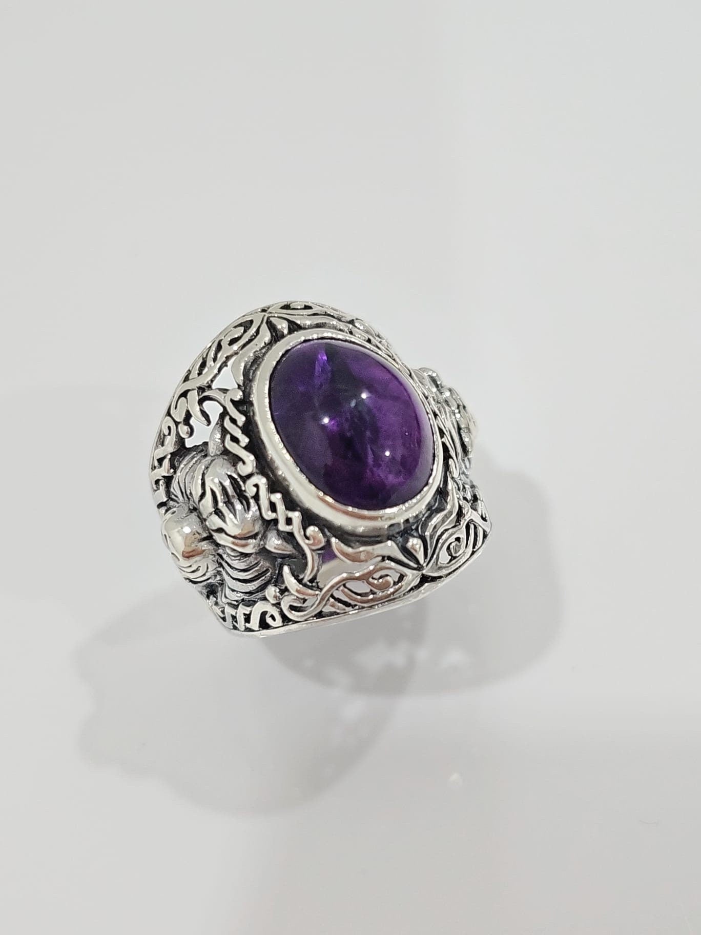 Tiger Amethyst Signet Ring