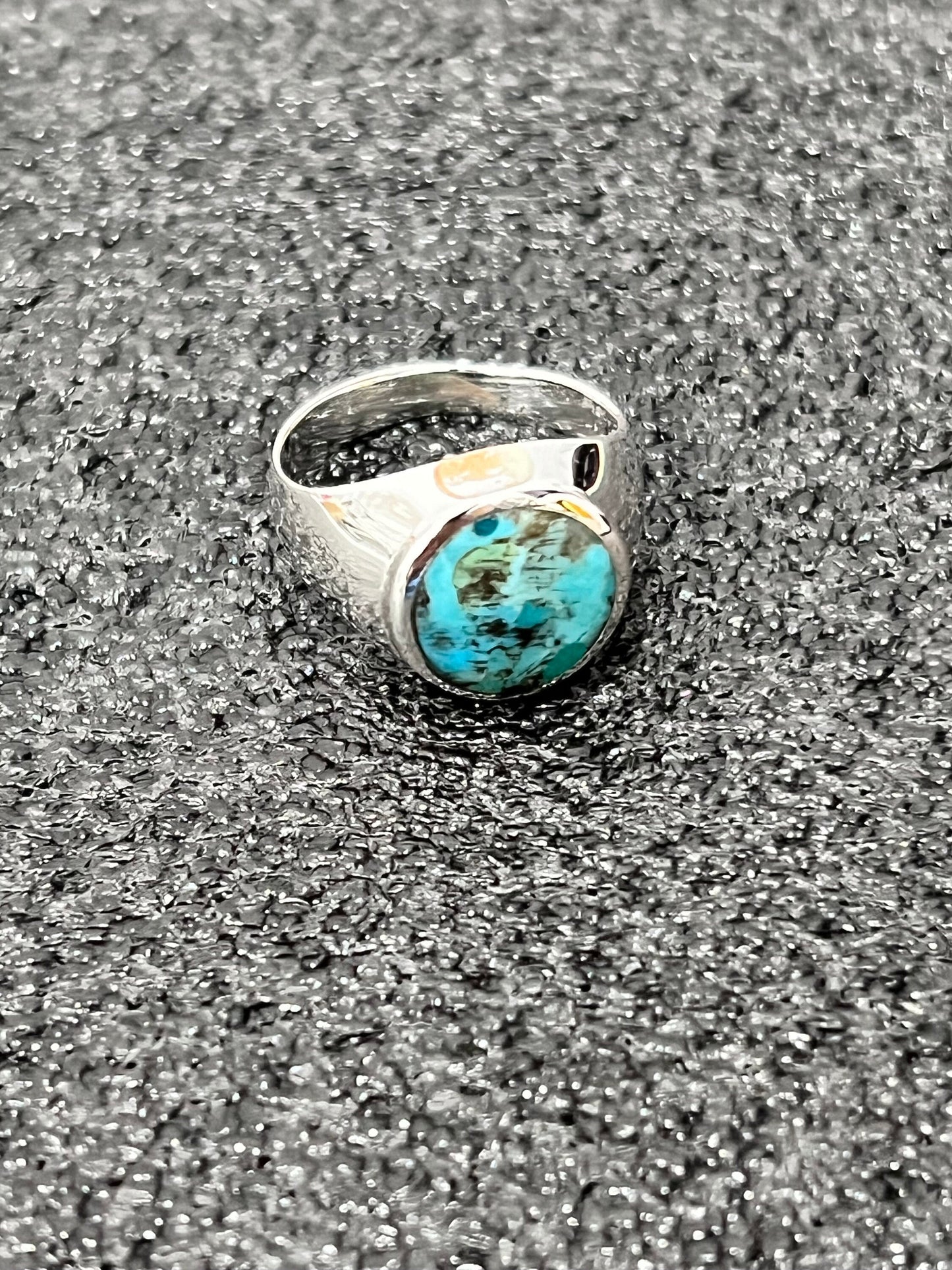 Turquoise Men's Ring, Sterling Silver Ring, 925 Stamped Ring, Raised Signet Men's Band, Genuine Turquoise Stone for men