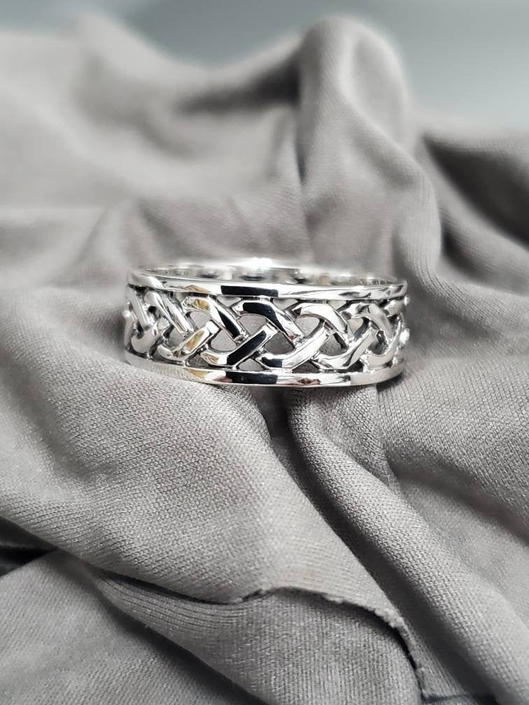 Celtic Woven Oxidized Unisex Wedding Ring – 925 Sterling Silver