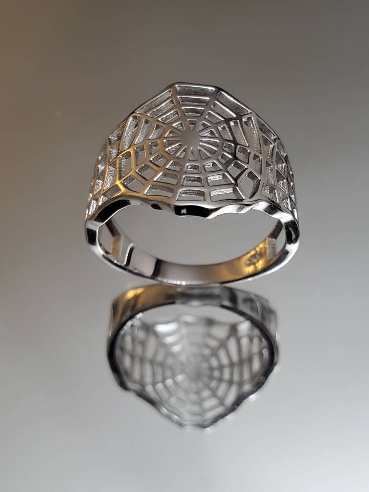 Web Men's Ring, Sterling Silver Men's Ring, Statement Ring for him, Spider Web Ring, Gothic Ring