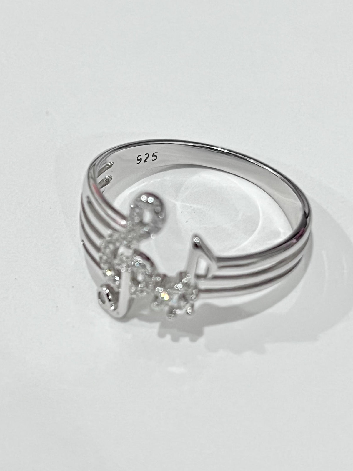 Sterling Silver Music Note Ring with CZ Stone