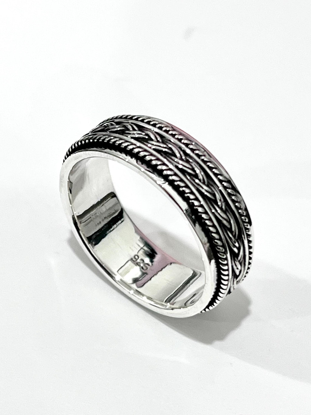 Braided Rope Wedding Ring – Sterling Silver with 8mm Band Width