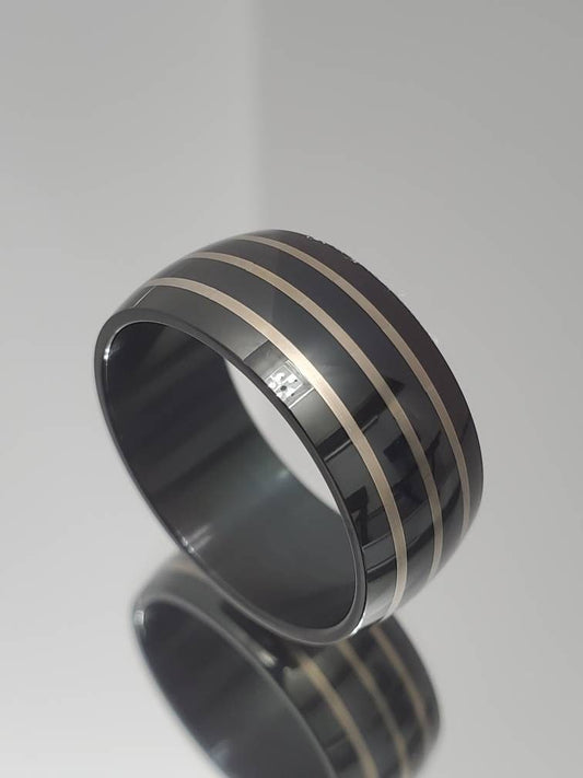 Black 3 Stripe Ring