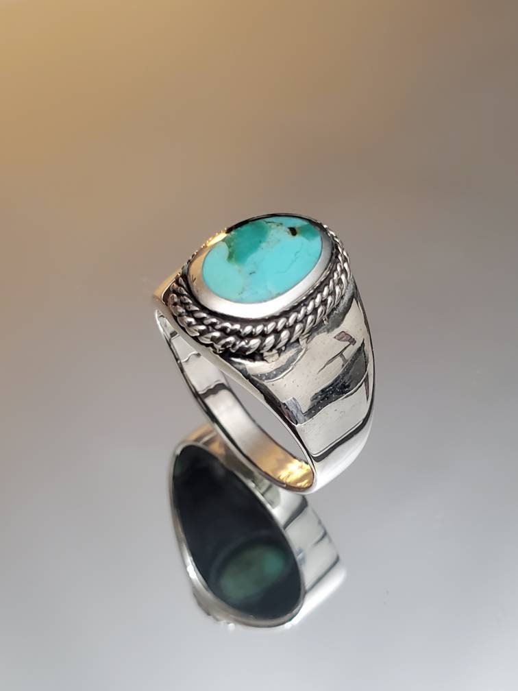 Turquoise Men's Ring, Sterling Silver Ring, 925 Stamped Ring, Signet Men's Band, Genuine Turquoise Stone for men