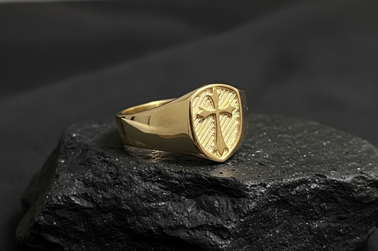 Gold Plated Cross Ring