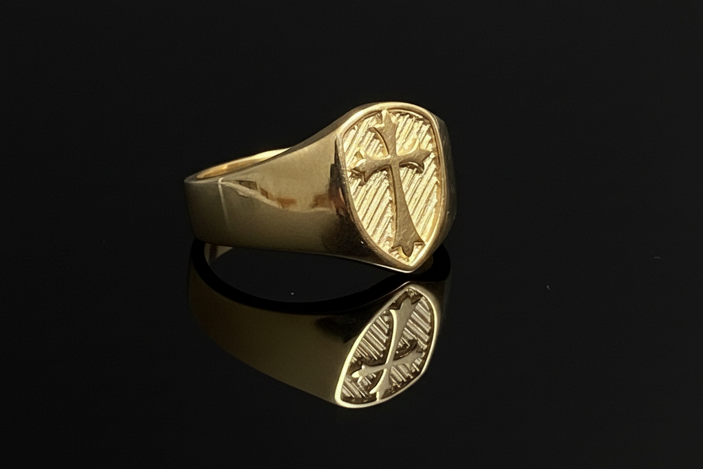 Gold Plated Cross Ring