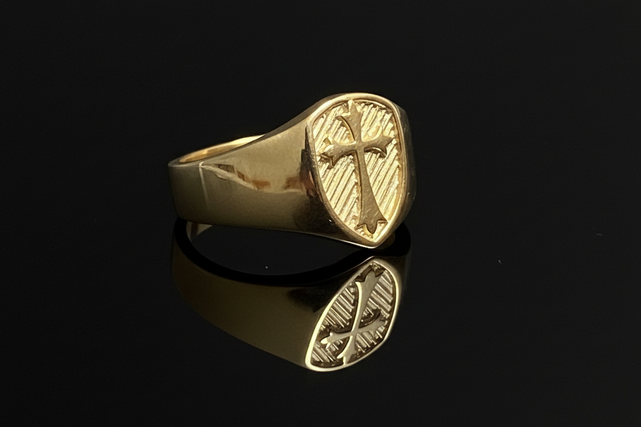 Gold Plated Cross Ring