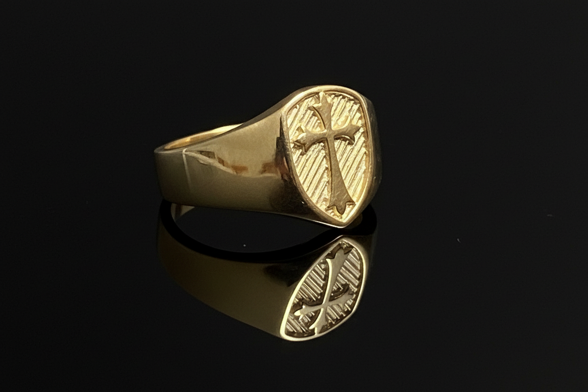 Gold Plated Cross Ring