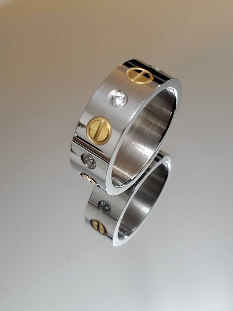 Silver Gold Plated Men's Ring